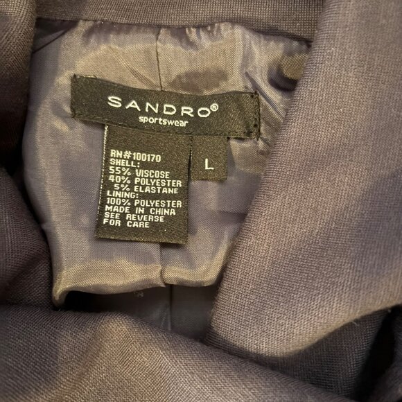 Sandro Womens Navy Blue Button-Up Jacket W/Shawl Collar Sz L - Picture 4 of 8